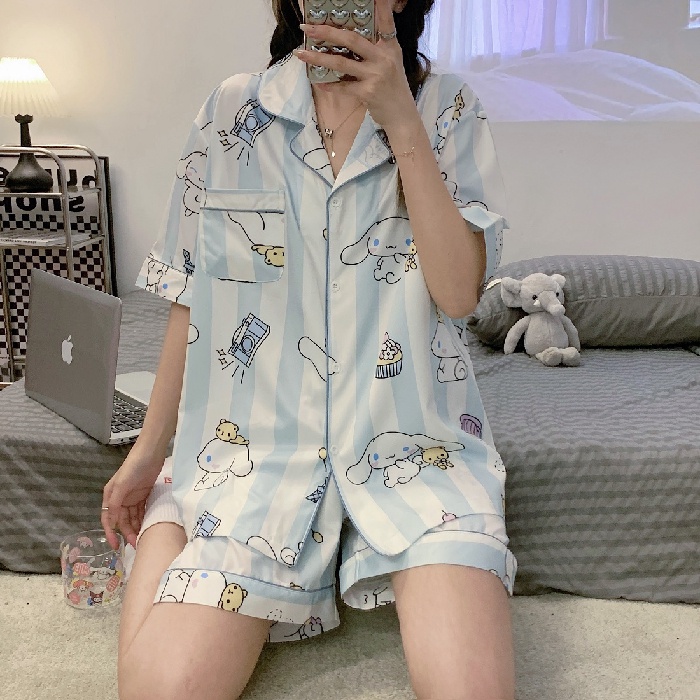 Bộ Đồ Ngủ Tay Ngắn Bằng Lụa Satin In Họa Tiết Da Báo Thời Trang Hàn Quốc Cho Nữ