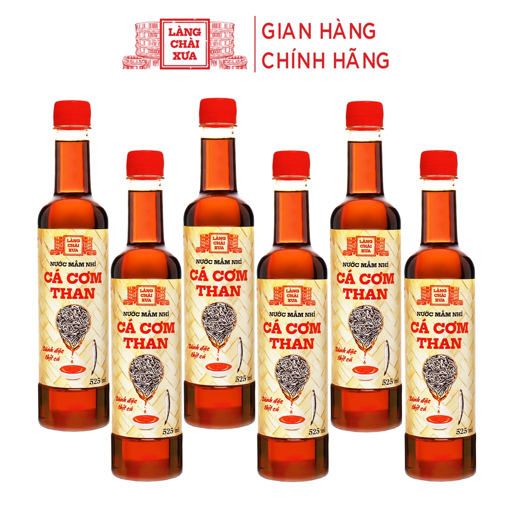 Nước mắm nhỉ cá cơm than Làng Chài Xưa (Thùng 6 chai ) chai nhựa cao cấp 525ml/chai Đặc Biệt Thanh Dịu An toàn