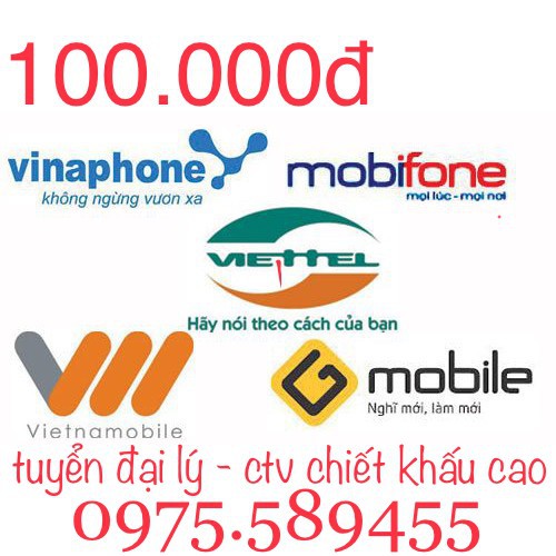 thẻ vina - viettel- mobi - Vietnamobile 100k