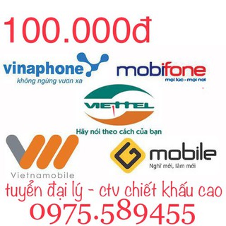 thẻ vina - viettel- mobi - Vietnamobile 100k