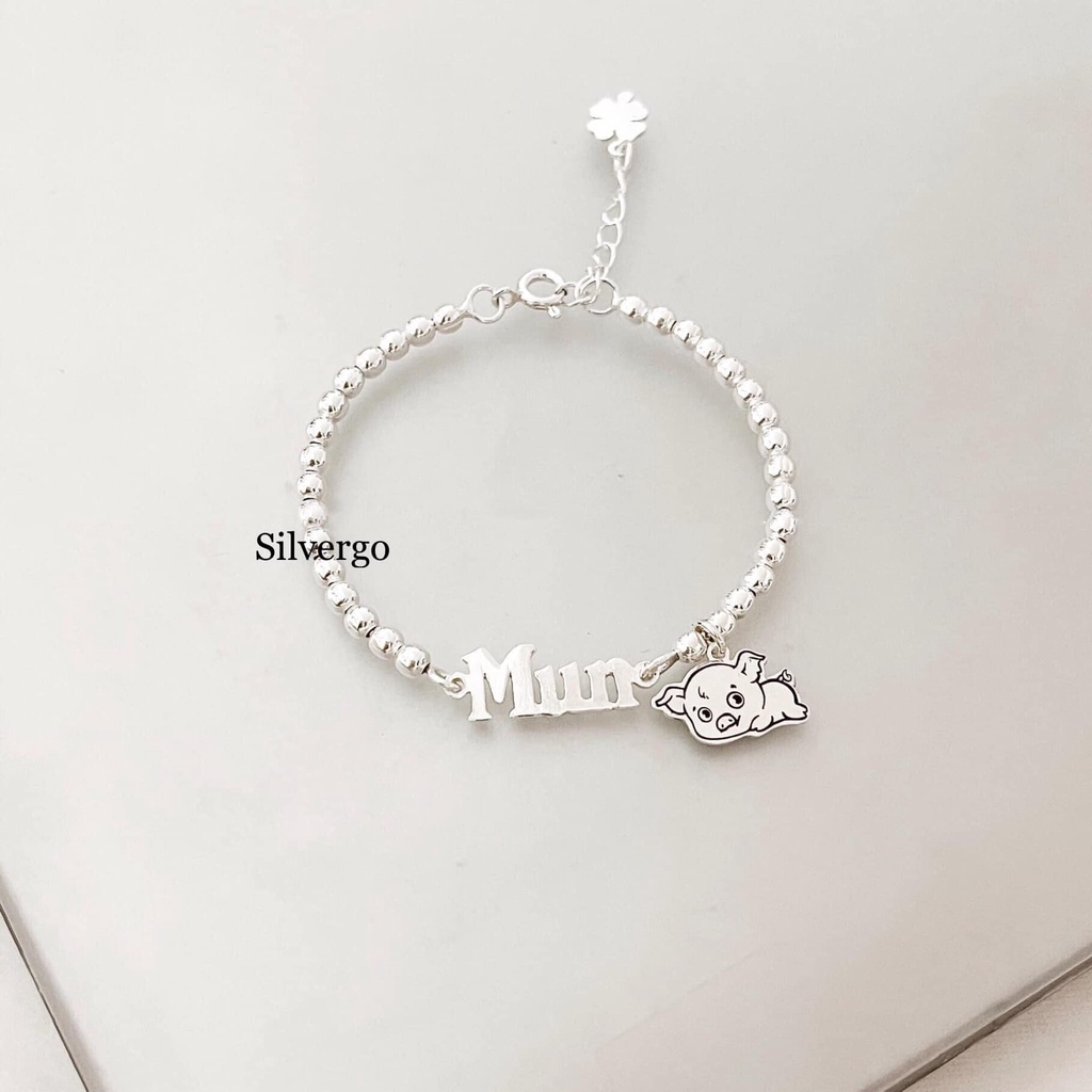 lắc tay bạc cho bé vòng tay bạc bé sơ sinh MIỄN PHÍ khắc tên theo yêu cầu Silvergo