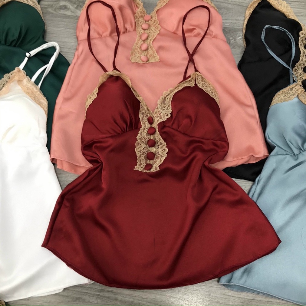 Đồ ngủ nữ 2 dây lụa satin ren cao cấp đẹp sexy gợi cảm giá rẻ 009 | BigBuy360 - bigbuy360.vn