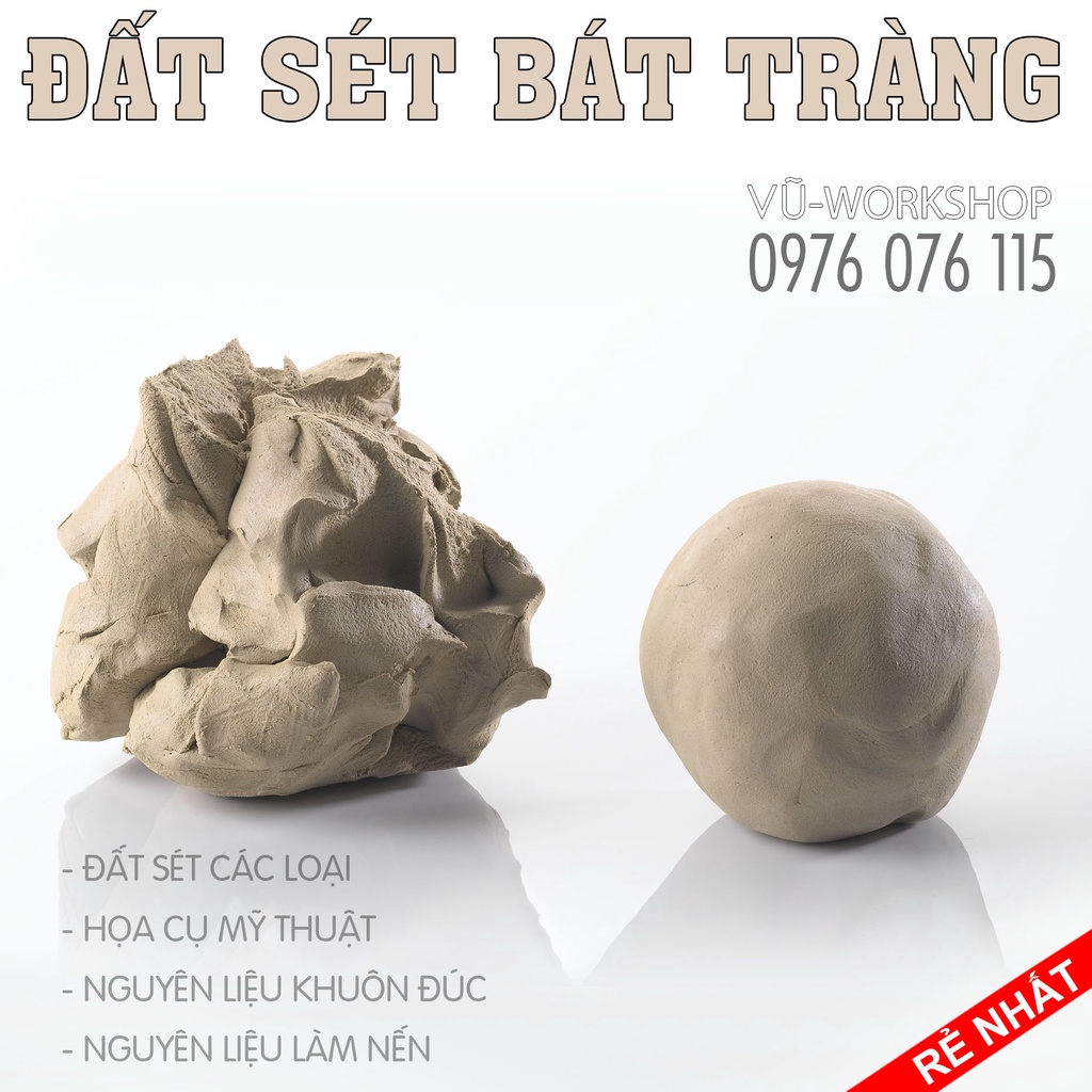 3Kg Đất Sét Bát Tràng, CAO LANH. Màu Trắng Ngà, Đất Sét Tự Nhiên