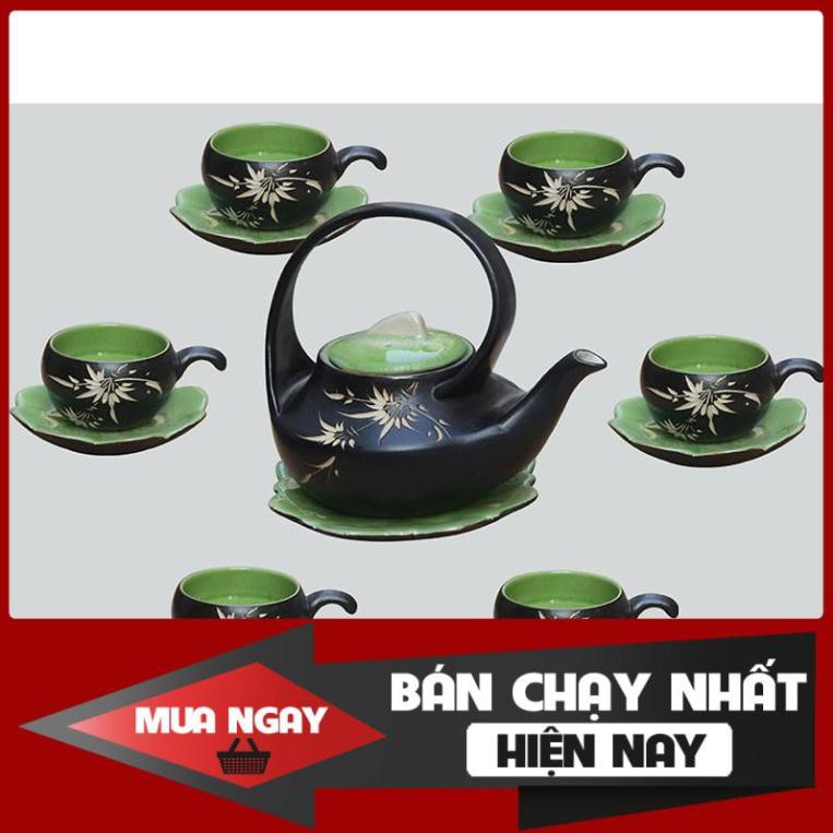 Bộ Ấm Chén Bát Tràng Men Thủy Tinh Thiên Nga Nhỏ