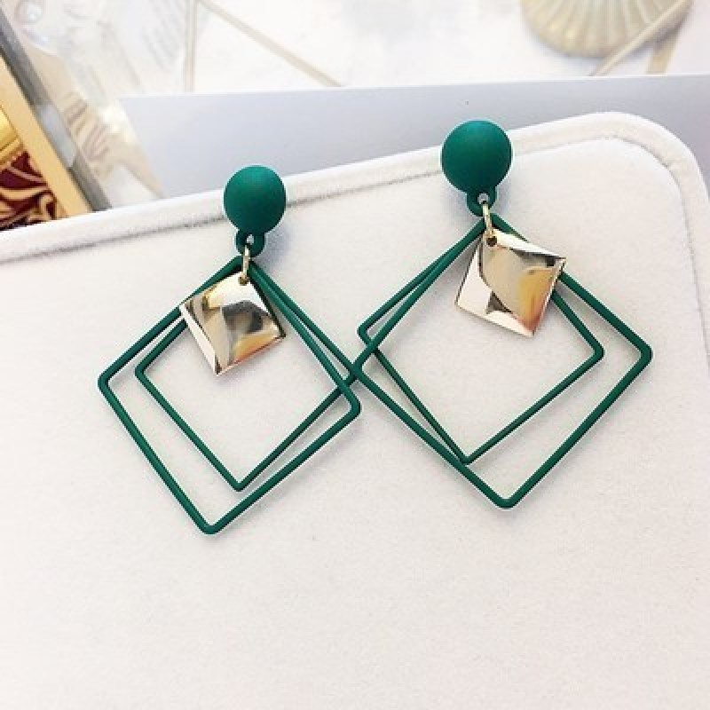 Bông Tai Mạ Bạc 925 Dáng Dài Kiểu Hình Học Phong Cách Hàn Quốc Chất Lượng Cao