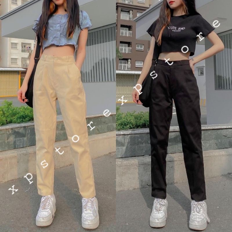 Quần Baggy Kaki lưng Tây phối Chun CONI PANTS ullizang form đẹp (Ảnh thật)
