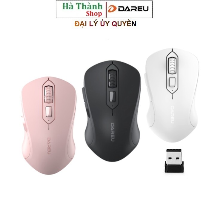 Chuột Dareu LM115G Pink / Black / White không dây - có nút trợ năng- bắt xa 10m