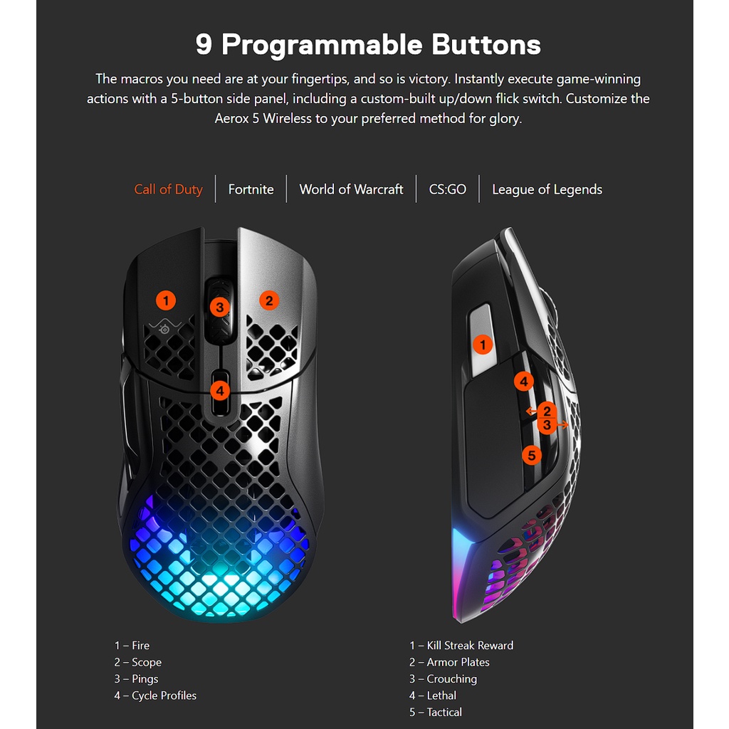 Chuột chơi game không dây steelseries AEROX 5
