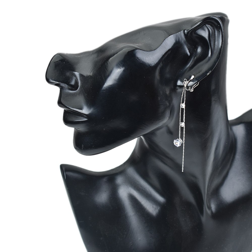 Đôi khuyên tai dài đính đá pha lê phong cách Hàn Quốc dành cho nữ