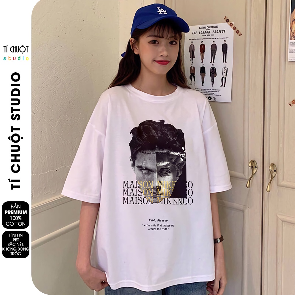 Áo thun Mikenco Pablo nam nữ in hình 5D, áo phông unisex mikenco mặt tượng tay lỡ - Tí Chuột Studio