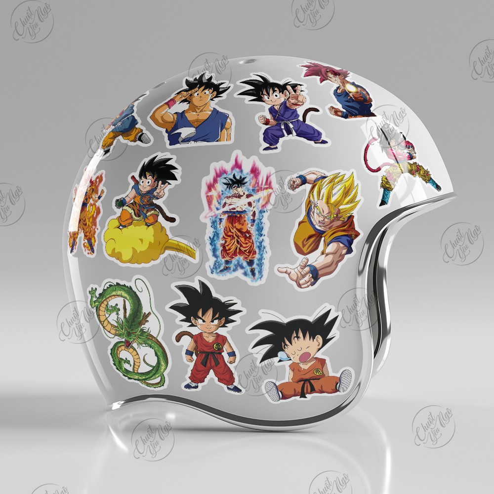 Combo 25/50/75 sticker chống nước hình dán decal Son Goku 7 viên ngọc rồng Dragon Ball