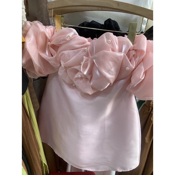 Đầm tacta trễ vai phối tơ đính ngọc siêu xinh