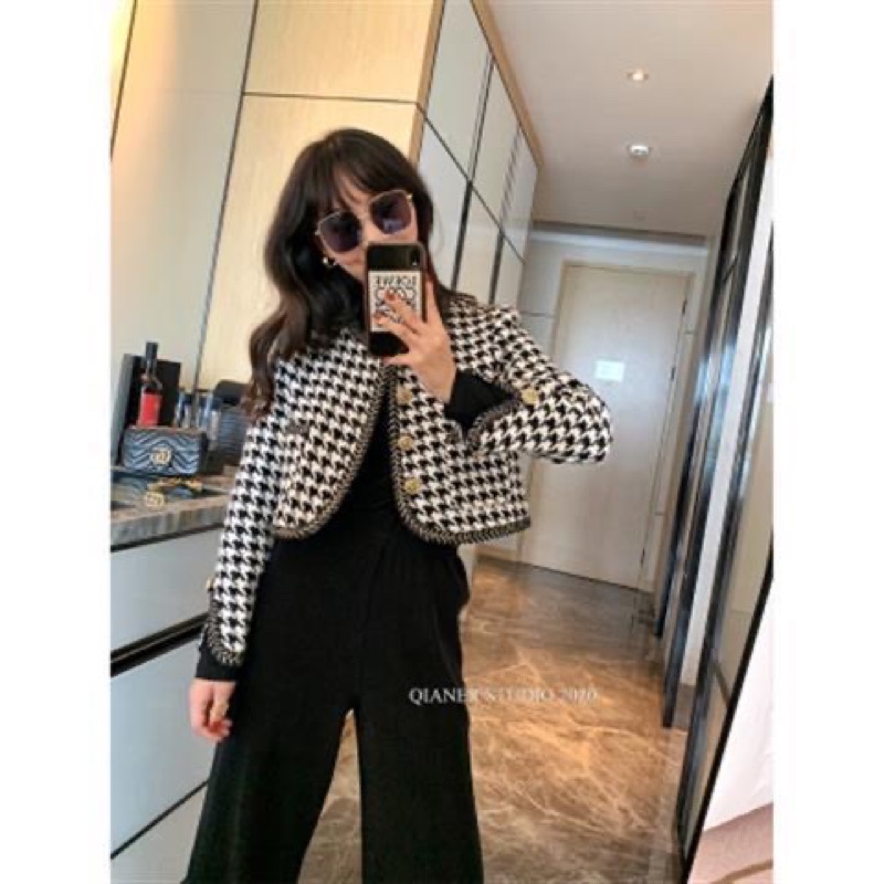 Áo dạ tweed tay xẻ