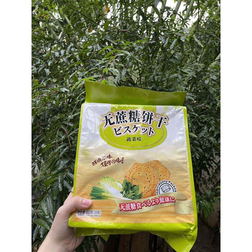 Bánh Quy Ăn Kiêng Soda Cracker Rau Cải Top Savor (Gói 352g-xanh)