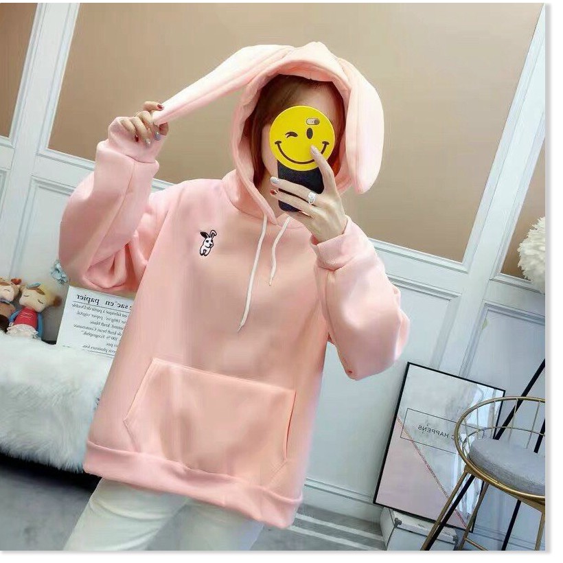 ÁO KHOÁC HOODIE TAI THỎ KIỂU DÁNG UNISEX CỰC ĐÁNG YÊU