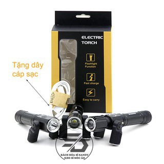 Đèn pinGIADUNGTONGKHO1Đèn pin siêu sáng 3 bóng, Đen cầm tay xoay 360 độ siêu sáng du lịch dã ngoại cắm trại câu cá