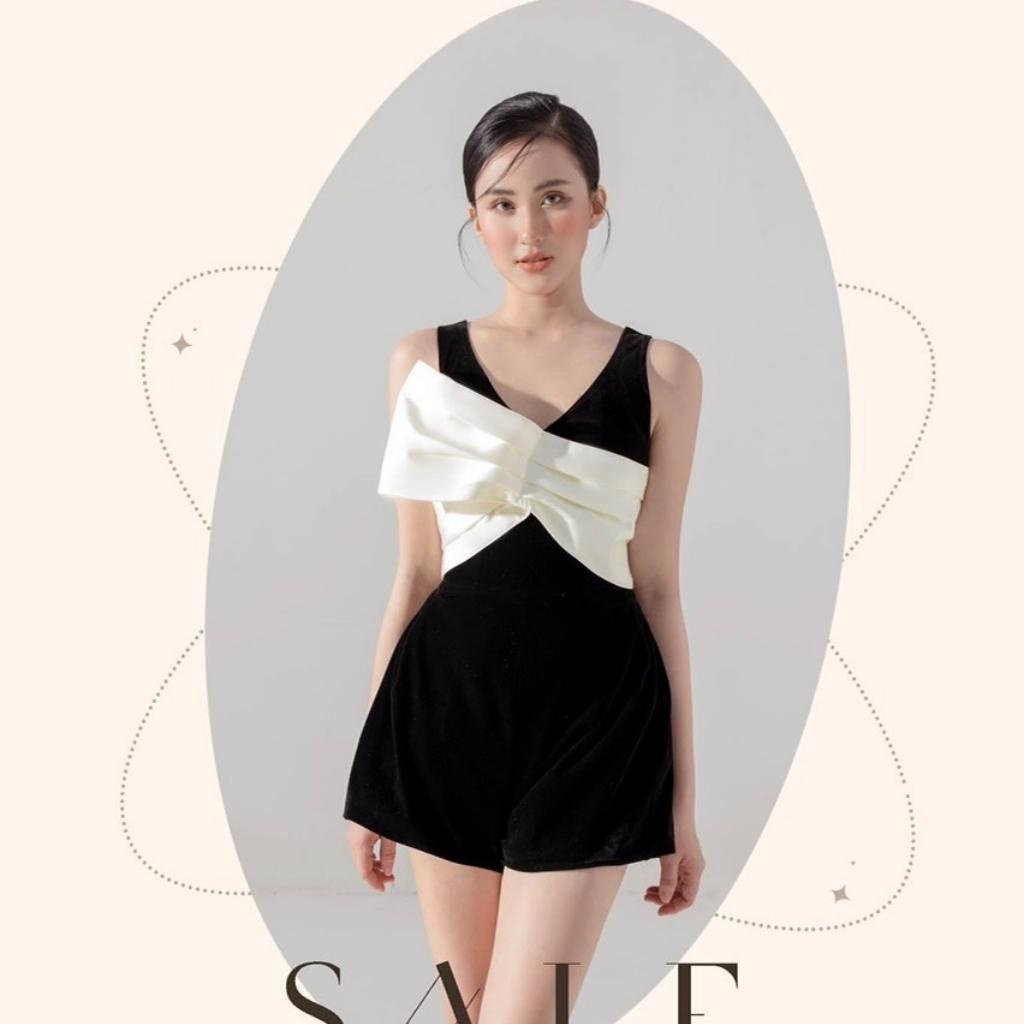 Jumpsuit ngắn giả váy Đầm đen hai dây nữ thiết kế trẻ trung thanh lịch H Clothing Đ146