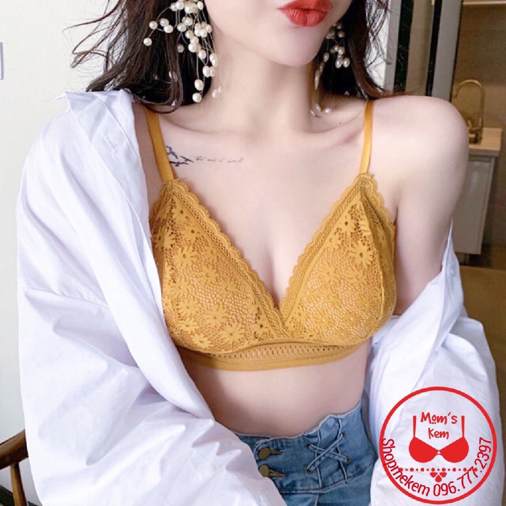 Áo Bra Ren Hoa cúc mini Mút Mỏng Cài Sau 7338