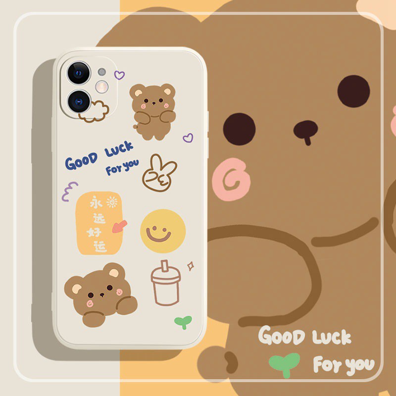 Ốp lưng iphone Hình Gấu Nâu Good Luck Iphone (6/ 6s/ 6plus/ 6splus/ 7plus/ 8plus/ X XsMax 11 11Pro Max) - Ina Case