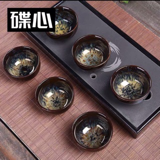Set 6 chén gốm Thiên Mục men hoả biến cao cấp