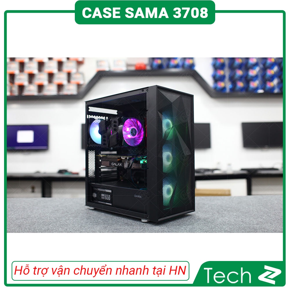 Vỏ Case SAMA 3708 (Mid Tower/Màu Đen/ 3 Fan Led RGB)