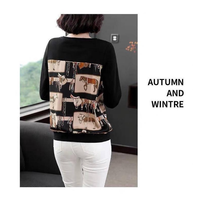 Áo kiểu tay dài plus size cho phụ nữ trung niên