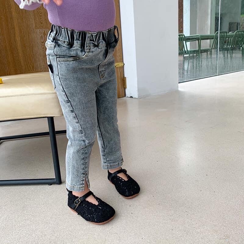 Quần bò xẻ ống cao cấp bé gái, chất vải đẹp đường may kĩ