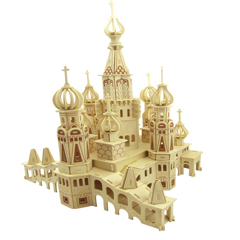 Đồ chơi lắp ráp gỗ 3D Mô hình Lâu đài Saint Petersburg - Tặng kèm đèn LED USB trang trí