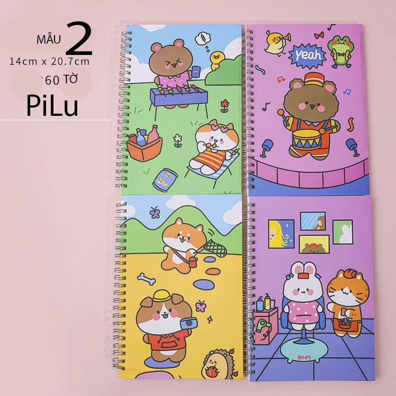 Sổ lò xo pilu loại to ghi chú cầm tay 120 trang 20,5cm x 14cm VS01