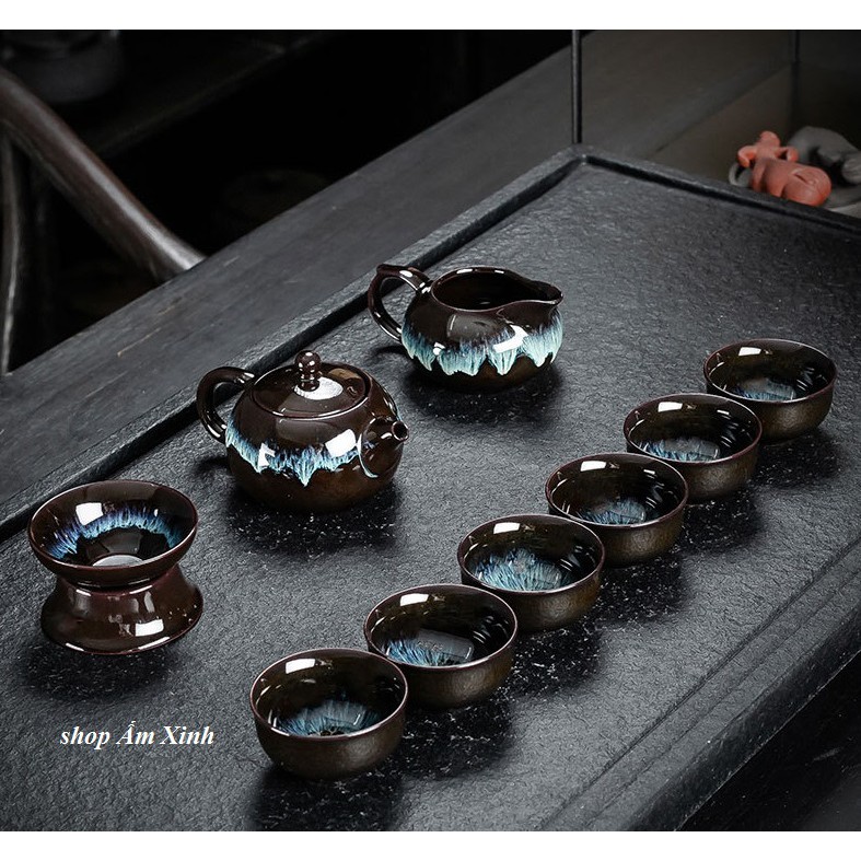 Bộ ấm chén men thiên mục Lông thỏ