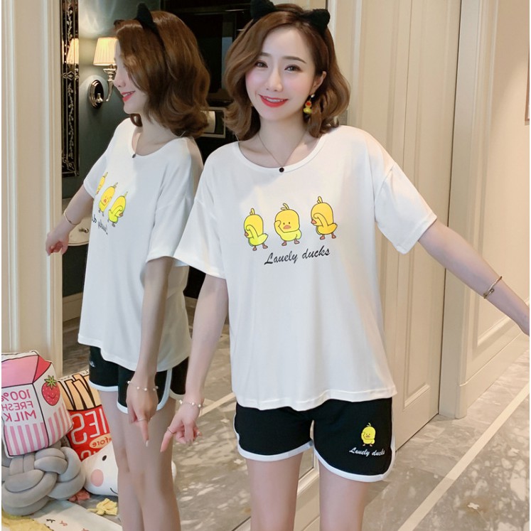 Áo thun cổ tròn tay lỡ freesize in hình 3 chú vịt con - unisex [SIÊU RẺ]