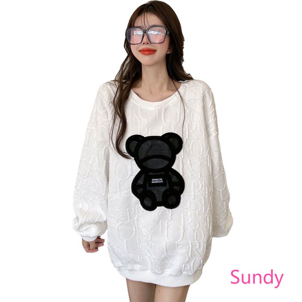 Áo sweater tay dài dáng rộng size lớn thời trang mùa đông cho nữ