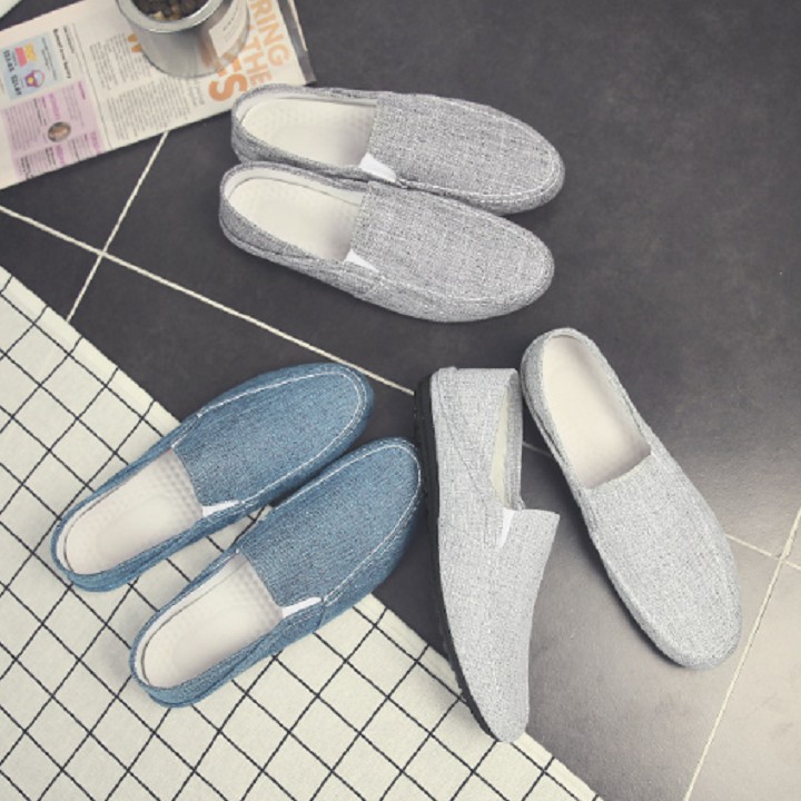 [ SIÊU RẺ ] Giày Lười Vải Nam Hàn Quốc Màu Xám Nhạt (SS103) [ Shop Yêu Thich ]