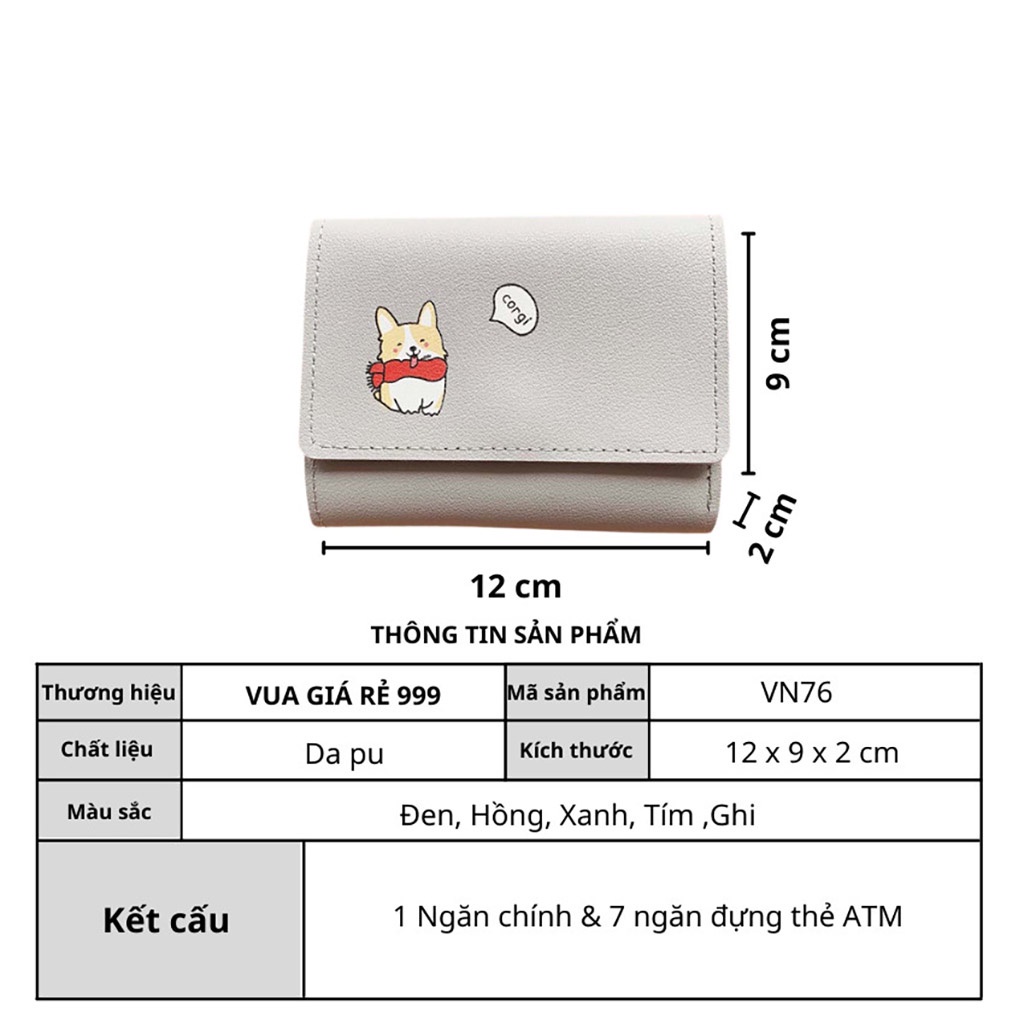 Ví nữ đẹp giá rẻ ngắn cầm tay mini nhỏ gọn dễ thương cute nhiều ngăn bỏ túi thời trang cao cấp VN76