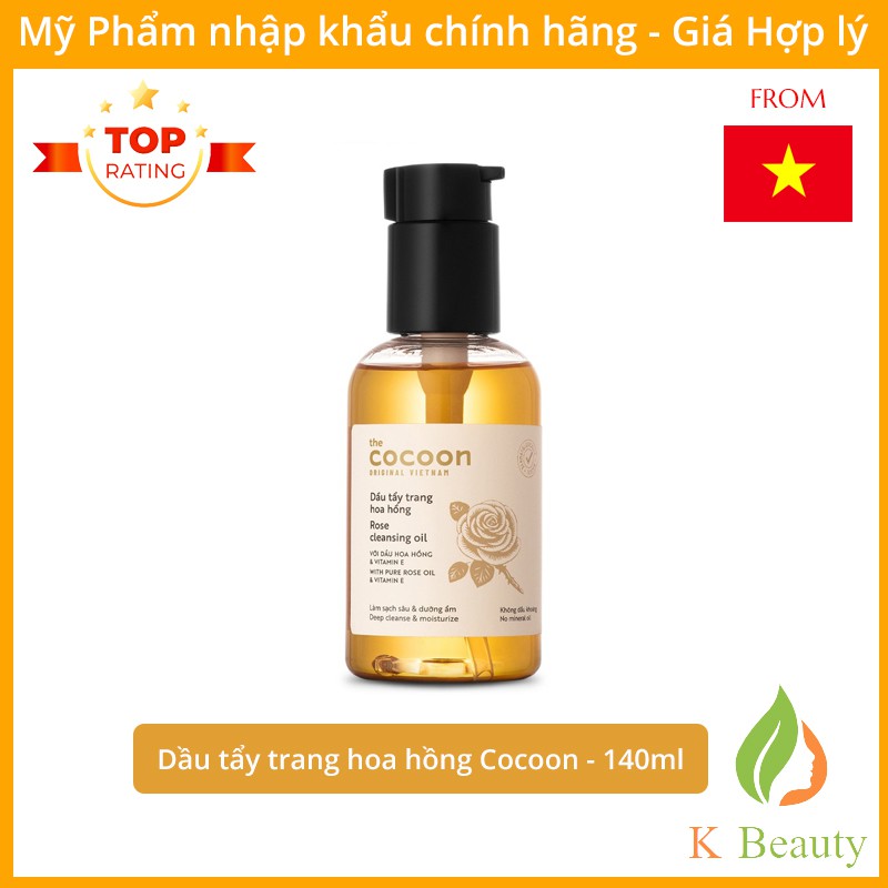 Dầu tẩy trang hoa hồng Cocoon tẩy sạch makeup chuyên nghiệp &amp; dưỡng ẩm - Rose Cleaning Oil - Hàng Việt Nam - 140ml