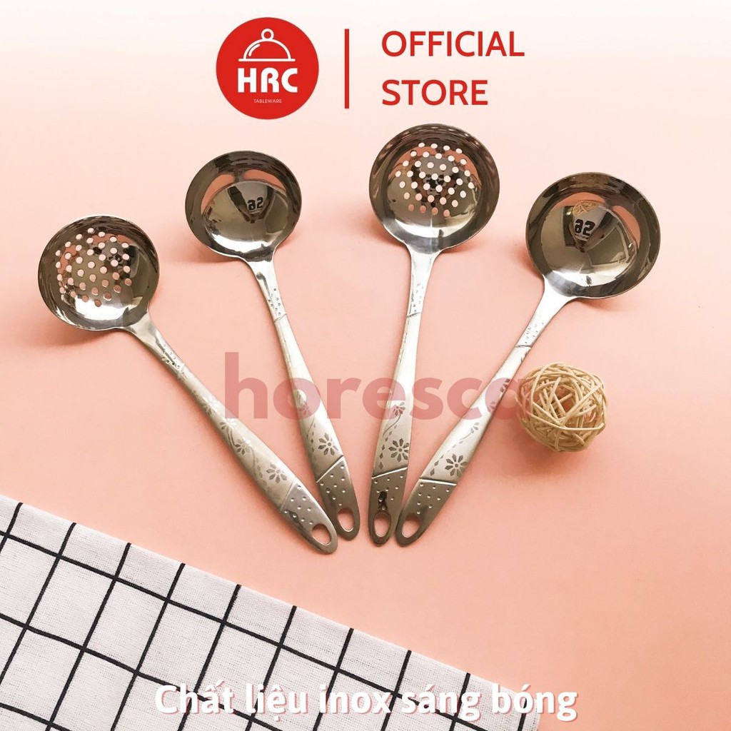 Bộ muôi canh inox (SIÊU RẺ) Muôi lẩu Hàn Quốc cán hoa