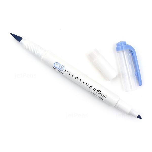 Bút lông cọ hai đầu Zebra Mildliner Double-Sided Highlighter Brush - Brush/ Extra Fine - Màu xanh tối (Mild Dark Blue)