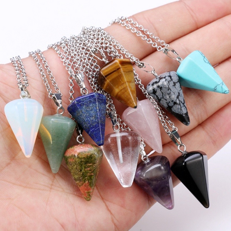 Dây chuyền mặt đá trụ thạch anh Chakra trị liệu tự nhiên