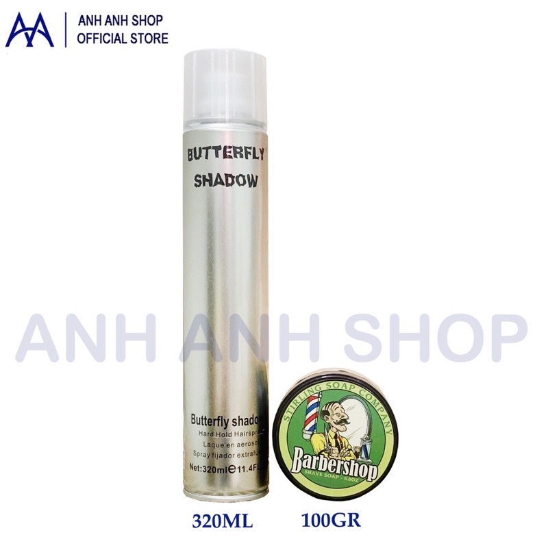 COMBO GÔM BUTTERFLY SHADOW 320ml vs SÁP BARBERSHOP 100gr