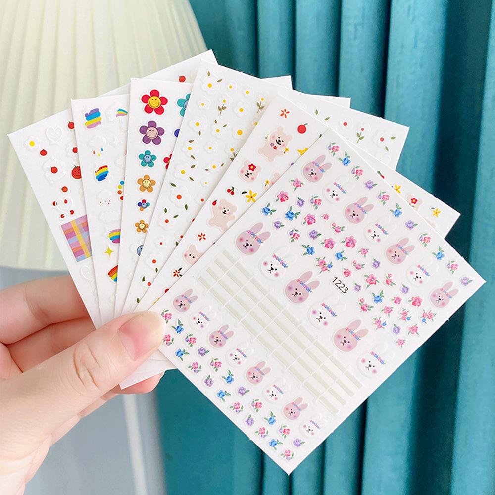 Nhãn Dán Trang Trí Móng Tay Tự Dính Siêu Mỏng Họa Tiết Hoa Cúc / Thỏ Xinh Xắn