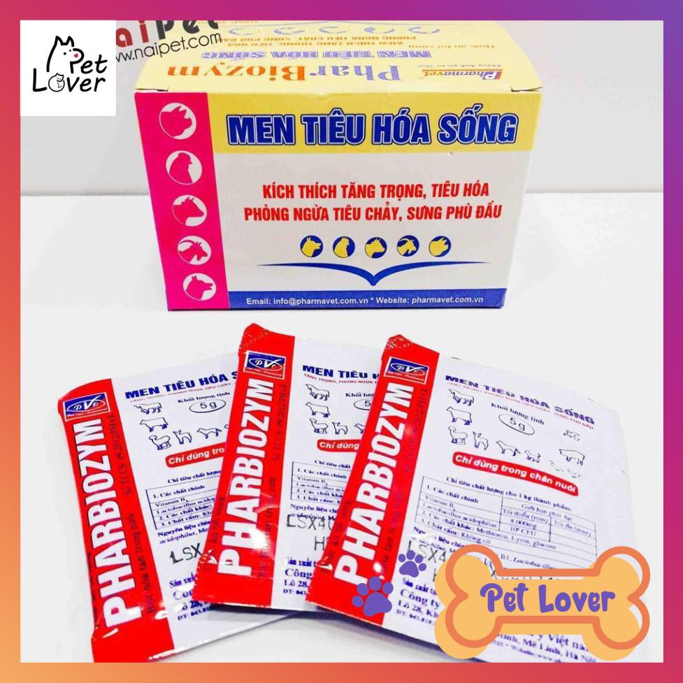 [FREESHIP] Men Tiêu Hoá Sống Tăng Trọng Phòng Ngừa Tiêu Chảy Sưng Phù Đầu Pharbiozym Gói 5g _Petlover