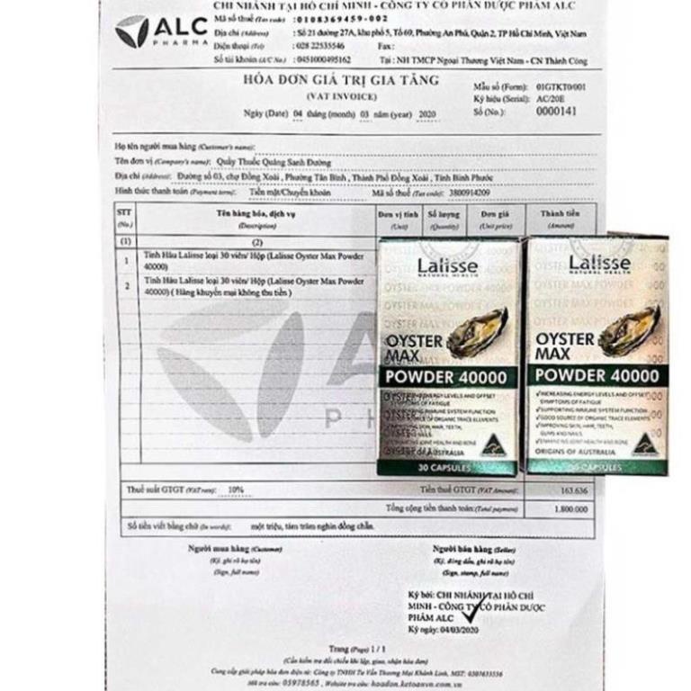 [Giá Gốc] Tinh Hàu Lalisse Oyster Max Powder 40000 - Hỗ Trợ Tăng Cường Sức Khỏe Phái Nam - Hộp 100 viên