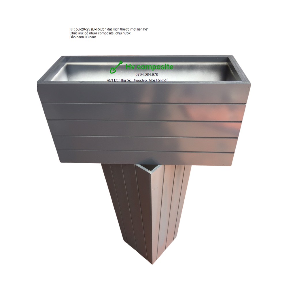 Chậu trồng cây composite mầu ghi
