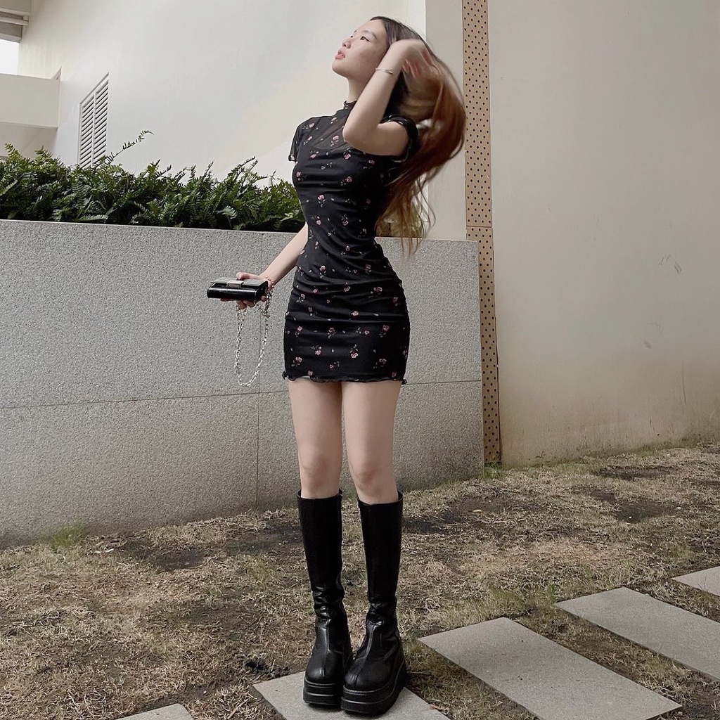Đầm nữ dáng ôm ngắn hoa nhí mini gợi cảm Emilyshop ulzzang (T)