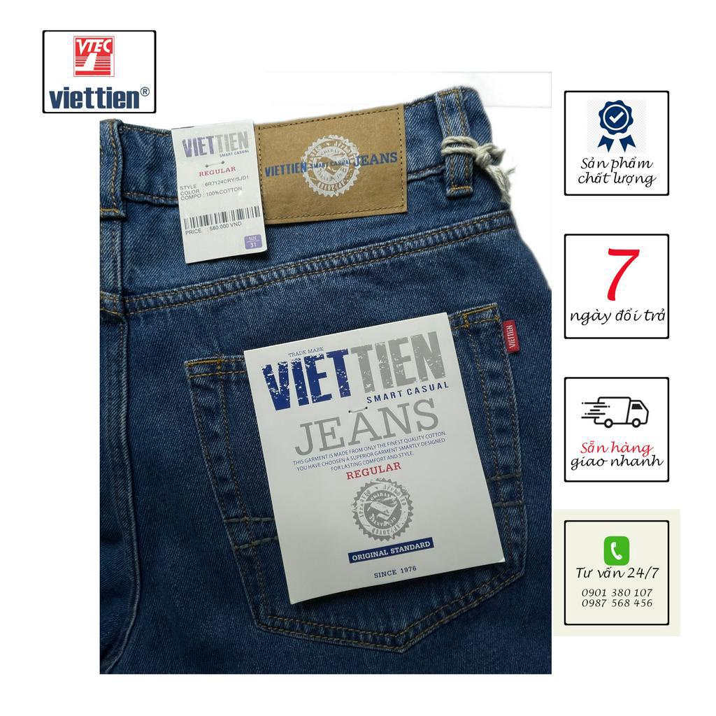 VIETTIEN - QUẦN SHORT NAM (JEAN) 6R7124, 100% COTTON, MÀU XANH