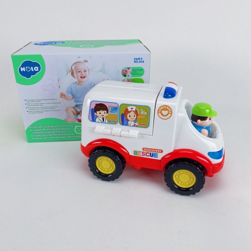 𝐍𝐎𝐖 𝐒𝐇𝐈𝐏 Hộp Đồ Chơi Xe Cứu Thương Chạy Pin Hãng Hule Toys Xe Cấp Cứu Bệnh Nhân Hướng Nghiệp Cho Bé