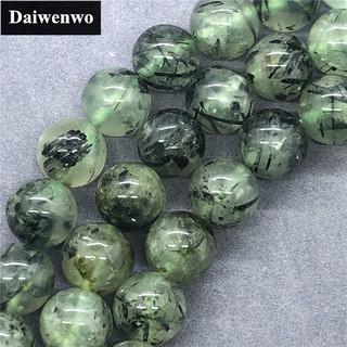 Chuỗi hạt đá Prehnite tròn màu lục tự nhiên 6-12mm dùng làm trang sức DIY