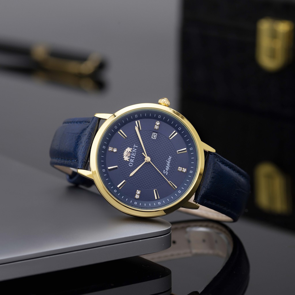 Đồng hồ nam Orient thời trang mặt tròn mạ vàng dây da mềm sang trọng DH151 pishop
