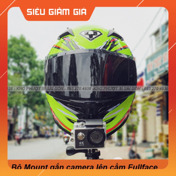 HOT-  Nguyên bộ Mount cằm gắn camera hành trình lên mũ bảo hiểm Fullface TORC T18 - Pat cằm cho eken, SJcam, Gopro