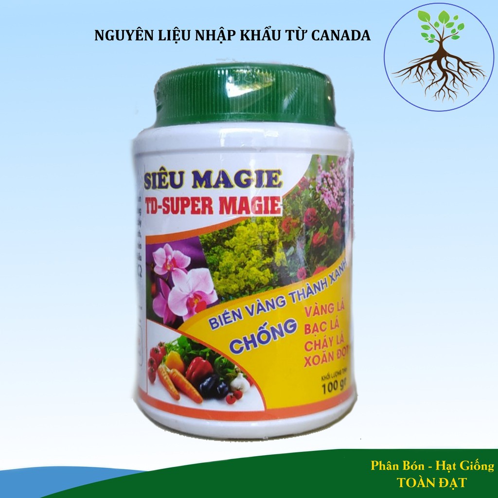Phân Bón Super MAGIE lọ 100g, Siêu MAGIE biến vàng thành xanh, chống vàng lá, bạc lá, cháy lá, xoắn đọt